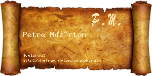 Petre Márton névjegykártya